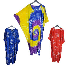 Top Quality Tie Dye Boho Loose Dress Ladies Summer Beach Baggy Kaftan Plus Size