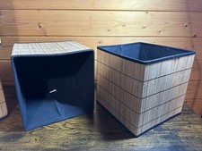 Bamboo and fabric squares folding storage boxes cubes - Choose Size Habitat