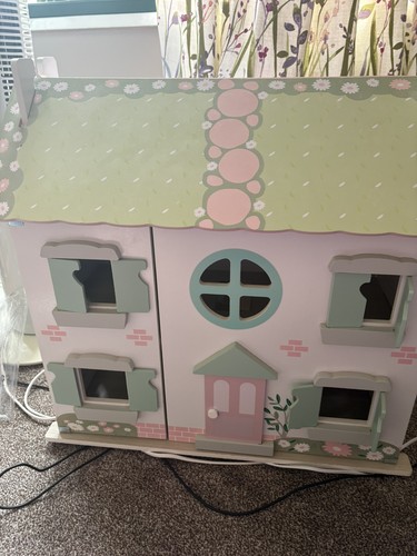 Pink wooden doll house - house, 2
