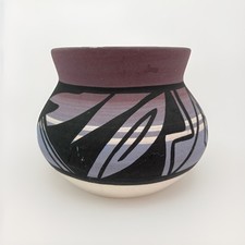 Vintage Navajo Pottery Small Vase Signed Silas Native Purple American Pottery