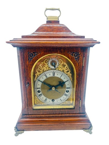 Antique oak bracket clock - w&h,