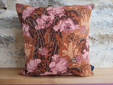 Liberty Vintage Clementina Pink Brown Linen & Olive Velvet Fabric Cushion Cover