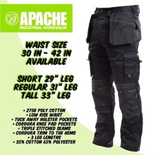 Apache Work Trousers Knee-Pad & Twill Holster Pockets Cordura ALL SIZES 30-42in