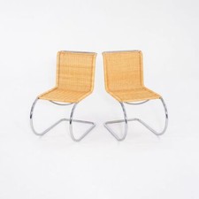 1970s Pair of Mies van der Rohe Thonet Attributed Cane MR10 Dining/Side Chairs