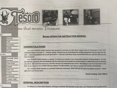 Tesoro mayan metal detector - tesoro,