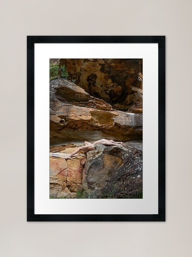 Body amongst rocky - amongst, formations