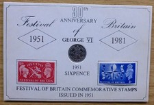 1981 GB Stamp Souvenir Pack 'Festival of Britain' With Sixpence Coin  No F-2317