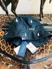 NEW RALPH LAUREN BLACK POLO HORSE LOGO BUCKET HAT SIZE L/XL