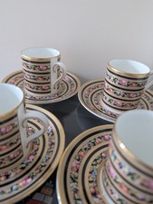 Wedgewood (1992) 'Clio' Set Of 4 Espresso Cups & Saucers. Collectable.