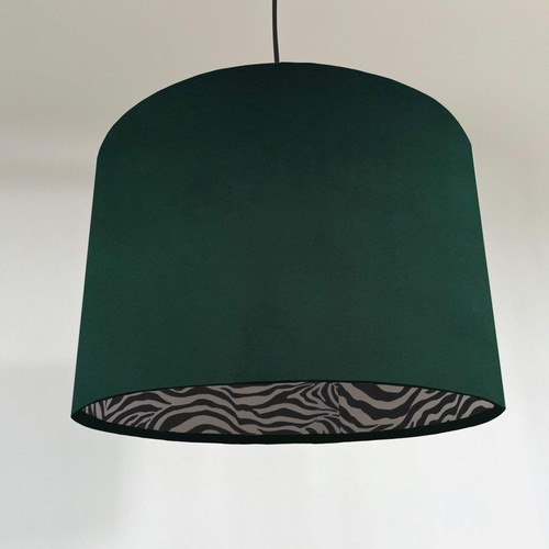 Green velvet drum - , lampshade/