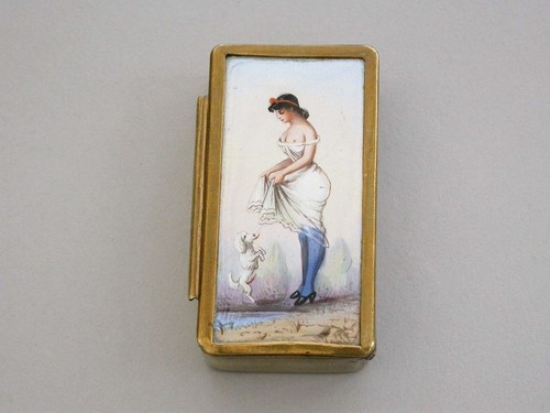 French brass enamel naughty - brass, "naughty