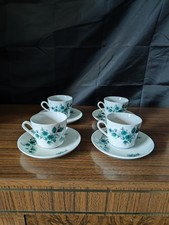 KAHLA Germany Porcelain Set Of 4 Cups & 4 Saucers Teal 