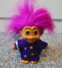 Vintage Russ Troll Doll My Lucky Wizard / Magician Purple Hair Trolls