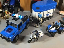 Bruder 1:16 Police Land Rover, Horse and Trailer. Quad and Motorcycle.