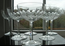 Vintage - Six Crystal  Champagne Glasses - Height 5 1/2 ins - C 1940