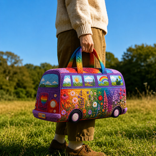 Rainbow heart quilted duffel - rainbow,