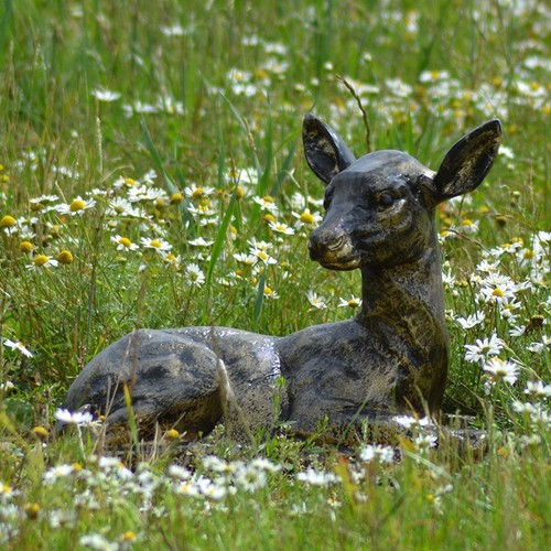 Baby deer garden ornament cast - baby,