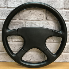 Genuine Momo Ghibli 4 M38 black leather 380mm steering wheel.  1987 Classic.  7D