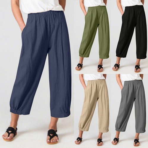 Womens cotton linen cropped - cotton,