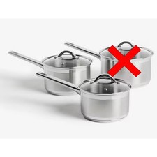 John Lewis Classic Glass Lid Stainless Steel Saucepan Set (Used/No Large Pan]