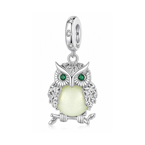 Glowing owl dangle sterling - glowing,