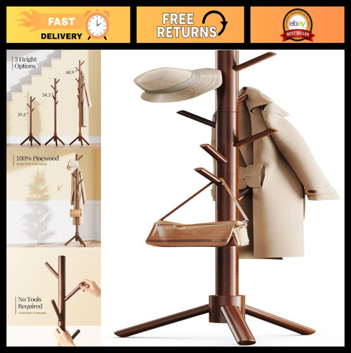Freestanding wooden coat - wooden, rack