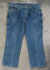 Wrangler Mens Jeans Size W36 L25 (3/4 length) Blue Regular Fit - HEM ADJUSTED