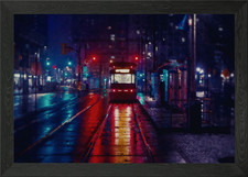 Night City Tram Framed Wall