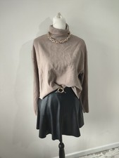 Zara Womens Jumper Pullover Size M 10 12 Dark Beige Roll Neck Casual Knit