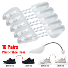 10 x PAIRS OF SHOE TREE TREES PLASTIC MAINTAIN SHAPE SHOES FOOTWEAR WHITE UK