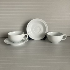 DENBY WHITE FLAT CUP AND SAUCER SET X2 - SECONDS