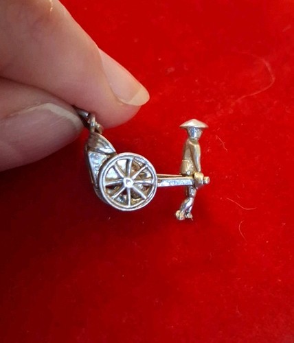 Vintage silver charm rickshaw - silver,