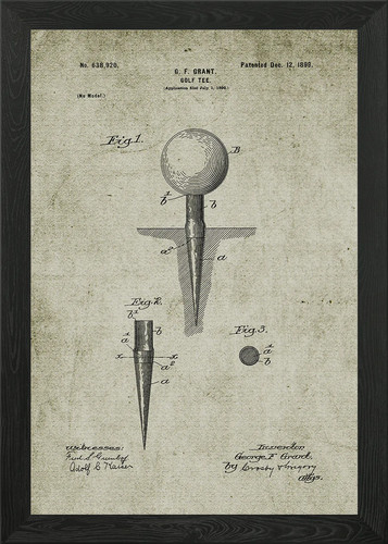 1899 golf tee - golf, framed