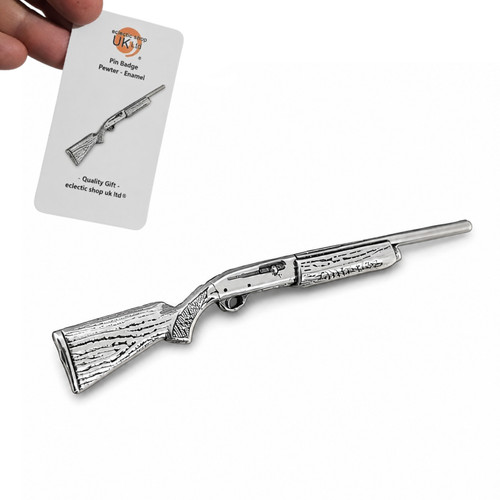 Shotgun pin badge pewter - badge,