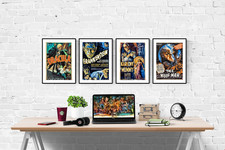 Hammer Horror Film Poster Watercolour Pastel Set Of 4 Prints Pictures Wall Art