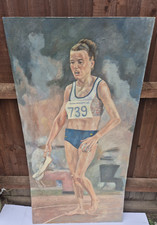 Oil On Board Paint Liz McColgan Long-distance runner Unframed Decorative