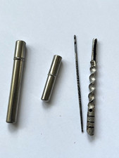 Antique Engraved Steel Bodkins Set Ribbon Needle & Case Rare 1800s Sewing Tool?