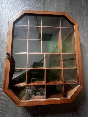 Vintage octagon wood glass - vintage,