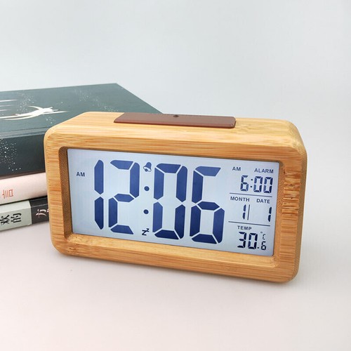 Digital alarm clock - alarm, wooden