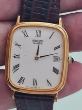Seiko Men's Slim Quartz Watch With Brown Leather Strap 7N29-5101 Working New Bat