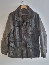MARKS & SPENCER Brown Waxed Cotton Look Padded Coat Size L