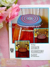 Vintage Crochet Pattern Seat Cushion Cover 2 Styles Frilled / Unfrilled