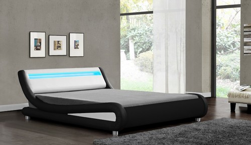 Faux leather bed double king - faux,