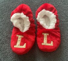 Adult/Child Initial Snuggle Slippers Size Small 3-4 Red With Gold Initial L NWOT