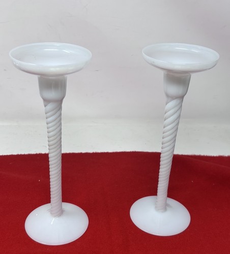 Candlesticks milk glass - 2,