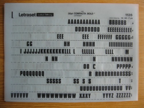 Sheet letraset upper - 1/2, x