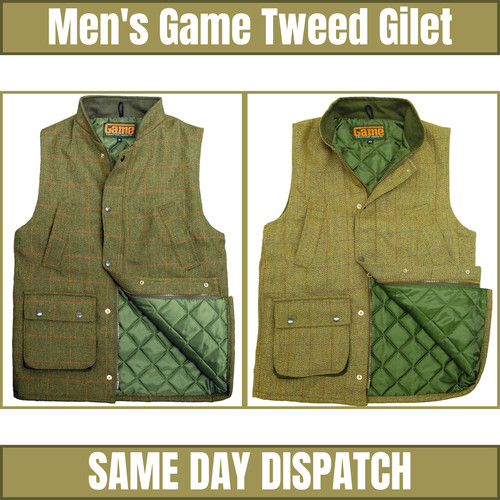 Mens game tweed gilet shooting - mens,