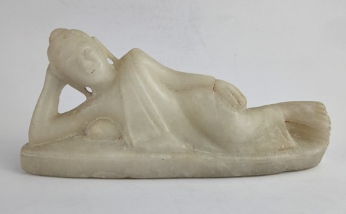 White marble reclining buddha - white,