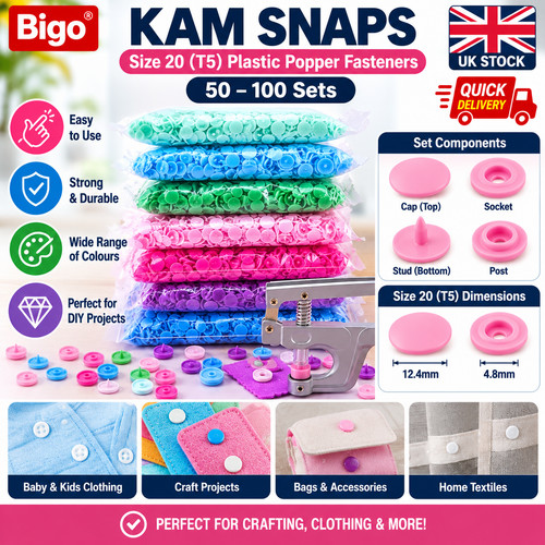 100 sets kam snaps size - snaps, 20