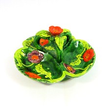 Vintage Japanese Maruhon Ware Floral Handled Dish/Tray